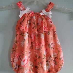 Little Lass Peach Floral Baby Outfit